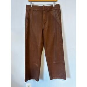 Paige Nellie High Rise Cropped Wide Leg Lux Coated Denim Pants - Size 32"